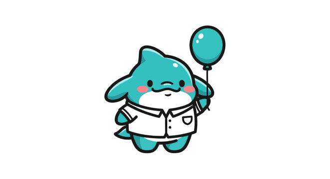 Cartoon dolphin character with balloon