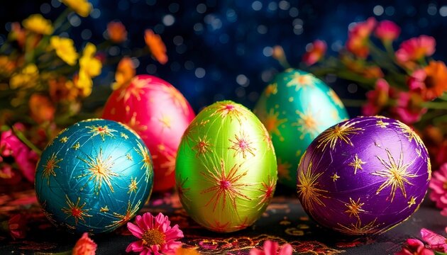 shiny colorful Easter eggs