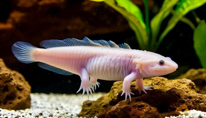 an unusual fish with pink legs