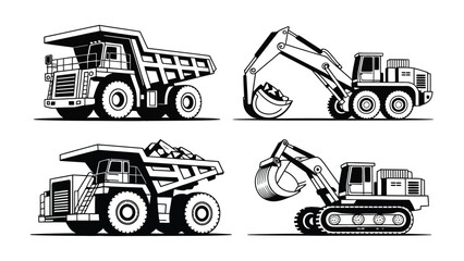 Heavy Machinery in Action: A collection of powerful machines, including dump trucks and excavators, showcase the scale of industry. Designed for efficient transport and earthmoving. © Hasib