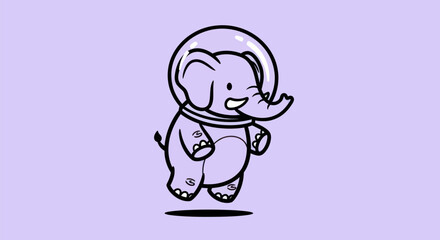 Fototapeta premium Cartoon elephant astronaut in space