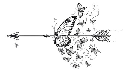 Arrow of Transformation - Butterflies Emerge, Symbolizing Change and Growth.