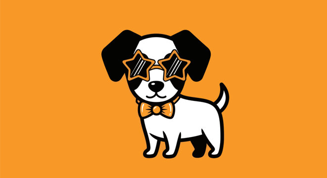 Cartoon dog with star sunglasses