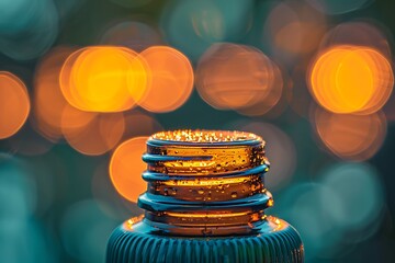 Stack of coins on bottle cap