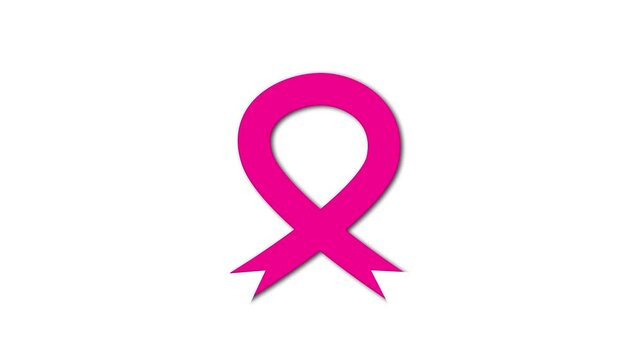 Animated cancer awareness ribbon on white background