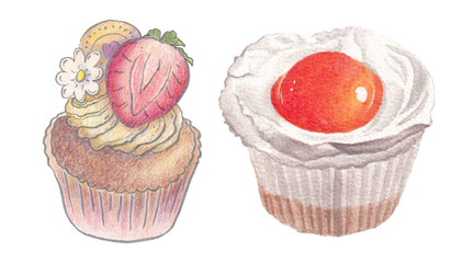 Bakery dessert watercolor illustration isolated