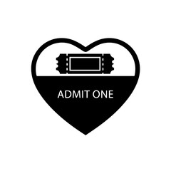 Fototapeta premium Heart-shaped admit one ticket Vector