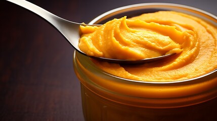 Smooth orange spread in jar
