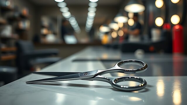 razor. A barber shop scene with scissors on the counter, reflecting the precision of the craft. pitch deck slides, case study pages, designed for brand storytelling and e-commerce strategy.