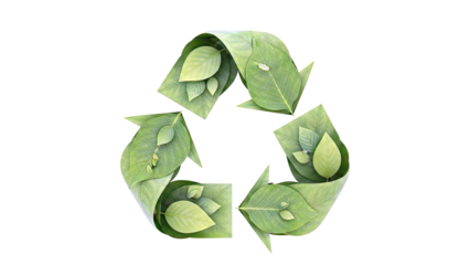 Recycling Symbol Made of Green Leaves