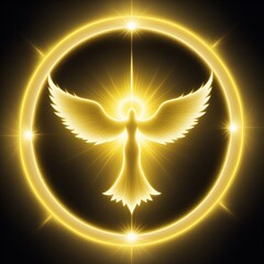 Radiant golden angel soaring in divine light, a symbol of hope and spiritual awakening, perfect for faith-based campaigns and inspirational designs