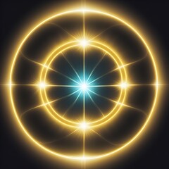 Stunning golden light circle with vibrant center energy, perfect for technology, innovation, and spiritual designs, adding a modern and elegant touch