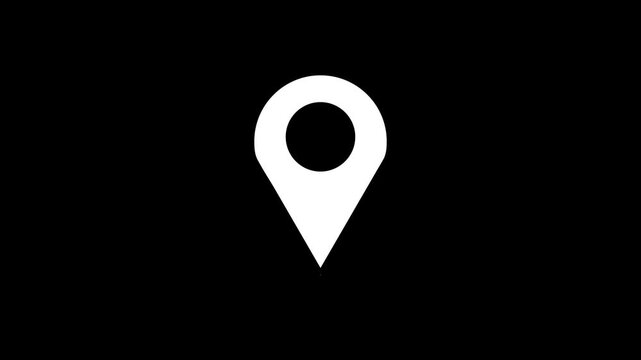 map pointer icon Animated location pointer. animated pin map animated icon. location icon. GPS location pointer motion video on a black background, alpha channels 4K.