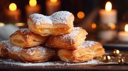 Delightful pastries dust with powdered sugar