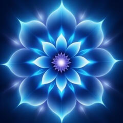 Mesmerizing blue floral pattern with glowing edges creates a modern, elegant design perfect for backgrounds, presentations, or digital art projects