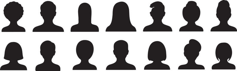 Fototapeta premium Minimalist People Profile Icons Set - Clean Male and Female Silhouette Avatars for Corporate Directories and Social Networking