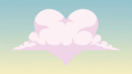 A whimsical heart-shaped cloud floats gently in a serene gradient sky, symbolizing tender affection and dreamy aspirations. The pastel pink hues evoke a sense of calm and romantic contemplation