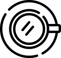 Rounded Coffee Cup Top View Line Icon