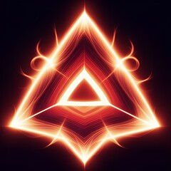 Stunning fiery triangle design radiating light and energy perfect for technology, spirituality, or modern artwork projects with dynamic impact and visual appeal