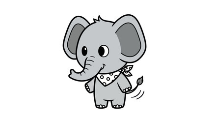 Obraz premium Cartoon elephant illustration on white