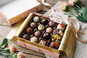 バレンタインデーの手作りチョコレートの詰め合わせギフト