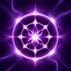 Stunning mystical purple mandala radiating spiritual energy, perfect for meditation backgrounds, wellness branding, or digital art projects needing ethereal vibes