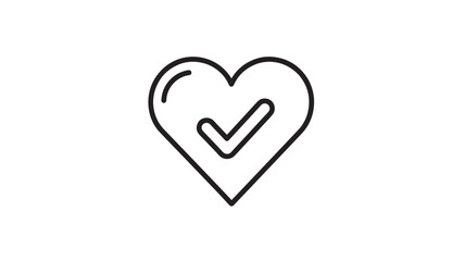 Fototapeta premium A black line drawing of a heart with a checkmark inside it high quality professional detailed