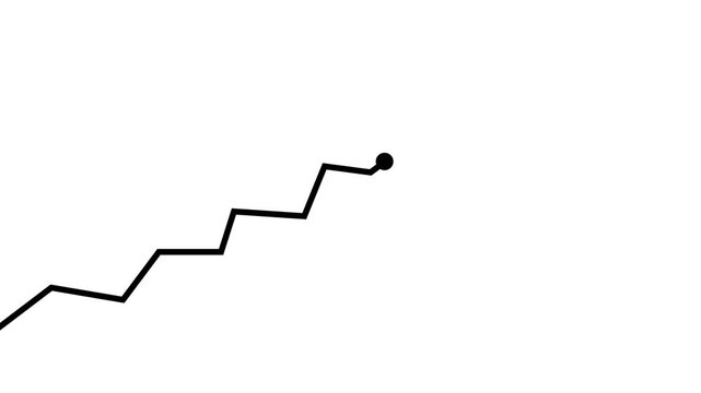 Business growth graph with black line rising on white background. black line moving up on white background.