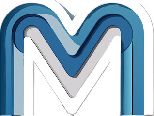 abstract--minimalist--letter-m--interlocking