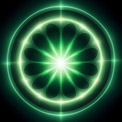 Stunning green luminous mandala design radiating energy, perfect for spiritual themes, wellness brands, or innovative tech concepts with a modern twist