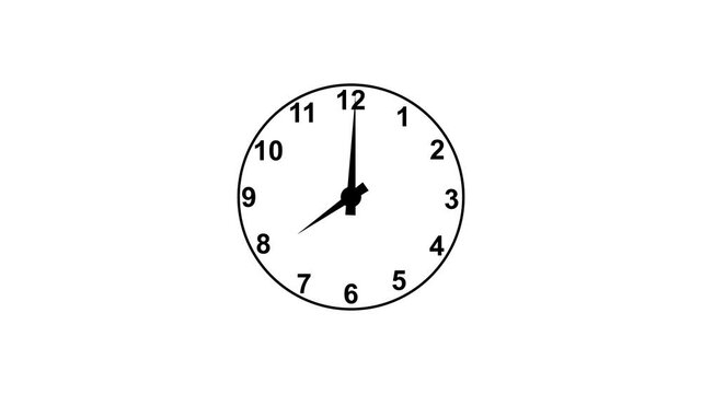 Fast moving clock hands timelapse, time flies concept. Analog clock hands spinning rapidly.