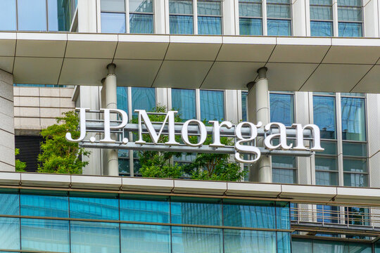 January 15, 2026-Tokyo, Japan: Sign at financial institution J.P. Morgan.