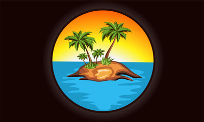vector illustration of a tropical island