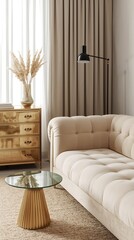 Generative AI Modern Living Room with Elegant Decor and Natural Light