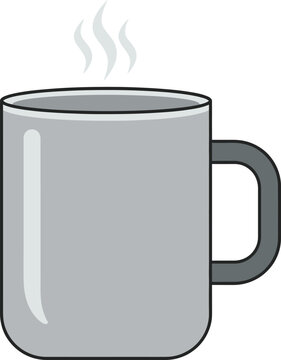 Hot Coffee Mug &ndash; Minimal Flat Vector Illustration of Beverage Cup