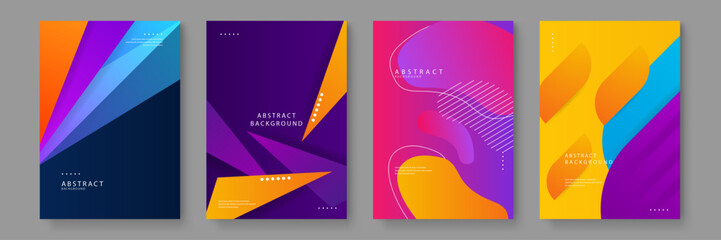 Fototapeta premium Sharp and edgy abstract backgrounds with triangular forms and organic blob shapes for futuristic and technology themed designs