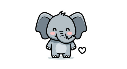 Cartoon elephant with heart symbol