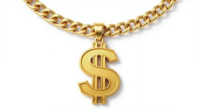 Dollar sign pendant on gold chain necklace - luxury gold jewelry accessory