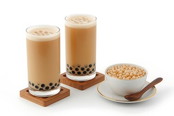Generative AI Refreshing Bubble Tea with Tapioca Pearls and Cream