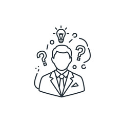 Obraz premium Man with Lightbulb and Question Marks.