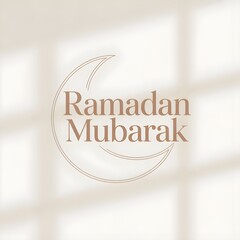 a clean minimalist greeting card design of Ramadan Mubarak