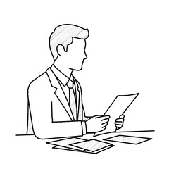 Man in Suit Reading Document.