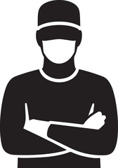 Man wearing a hat and mask with arms crossed standing alone