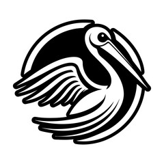 Obraz premium Pelican Bird Glyph Style Logos 