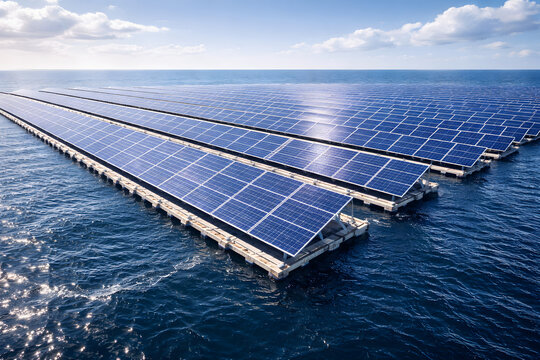 Floating Solar Panels on Water Generating Renewable Energy