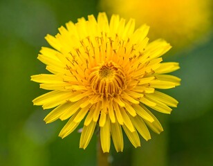 Obraz premium Sunny, yellow dandelion flower blooms amidst blurred green foliage in a vibrant, close-up, floral image