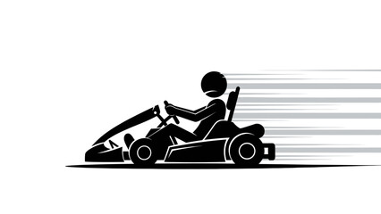 Stick figure driving a go-kart with speed lines © Roni