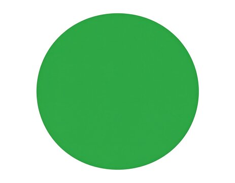 Smooth, saturated green circle, centered, on a clean white background. Even lighting creates a simple, graphic shape