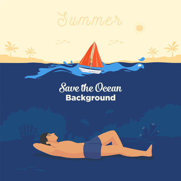 resting on the summer illustration, underwater on the summertime background