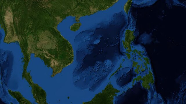 Satellite Zoom Animation From World Map To Quezon City Philippines